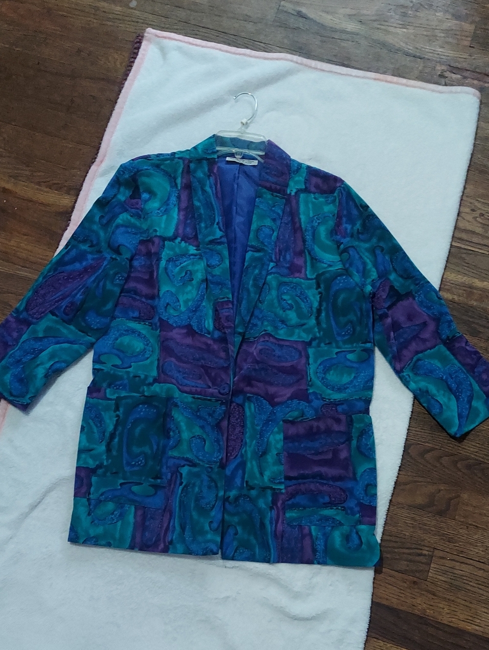 5 for $10 M&M Womens Teal & Purple Abstract Blazer Jacket
